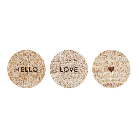 Eulenschnitt Holzmagnet "Hello Love" 3-er Set