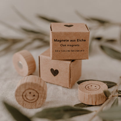 Eulenschnitt Holzmagnet "Smiley" 3-er Set
