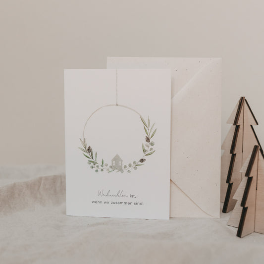 Eulenschnitt Klappkarte "Weihnachtskranz"