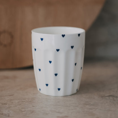 Eulenschnitt Becher kleine Herzen dunkelblau