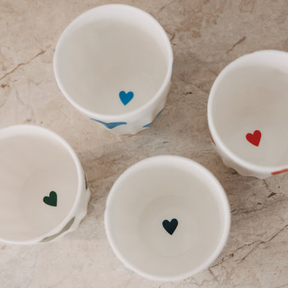 Eulenschnitt Becher kleine Herzen dunkelblau