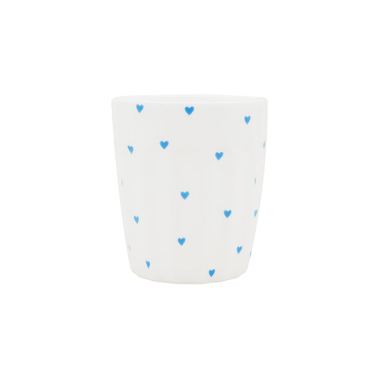 Eulenschnitt Becher kleine Herzen hellblau