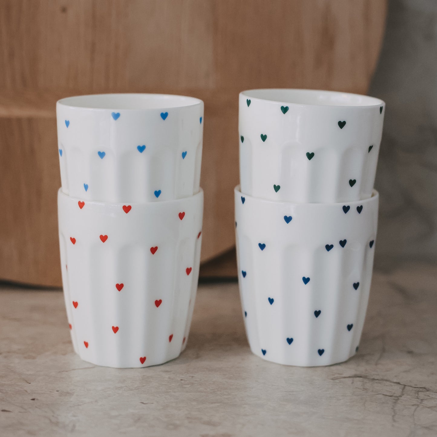 Eulenschnitt Becher kleine Herzen hellblau