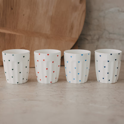 Eulenschnitt Becher kleine Herzen hellblau