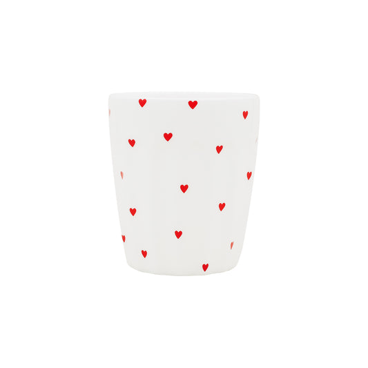 Eulenschnitt Becher kleine Herzen rot