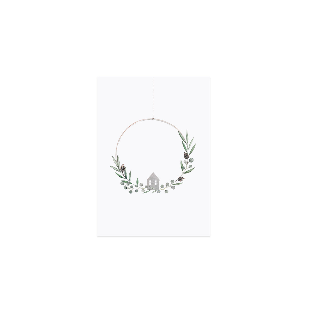 Eulenschnitt Postkarte "Christmas Wreath"
