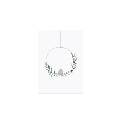 Eulenschnitt Postkarte "Christmas Wreath"