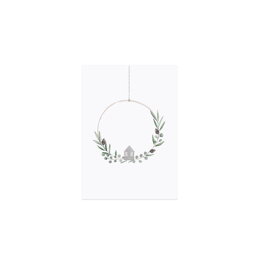 Eulenschnitt Postkarte "Christmas Wreath"