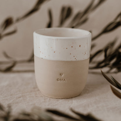Eulenschnitt Becher "Oma"