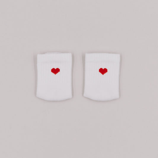 Eulenschnitt Baby Socken "Herz rot"