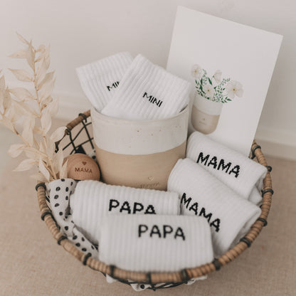 Eulenschnitt Socken "Mama"