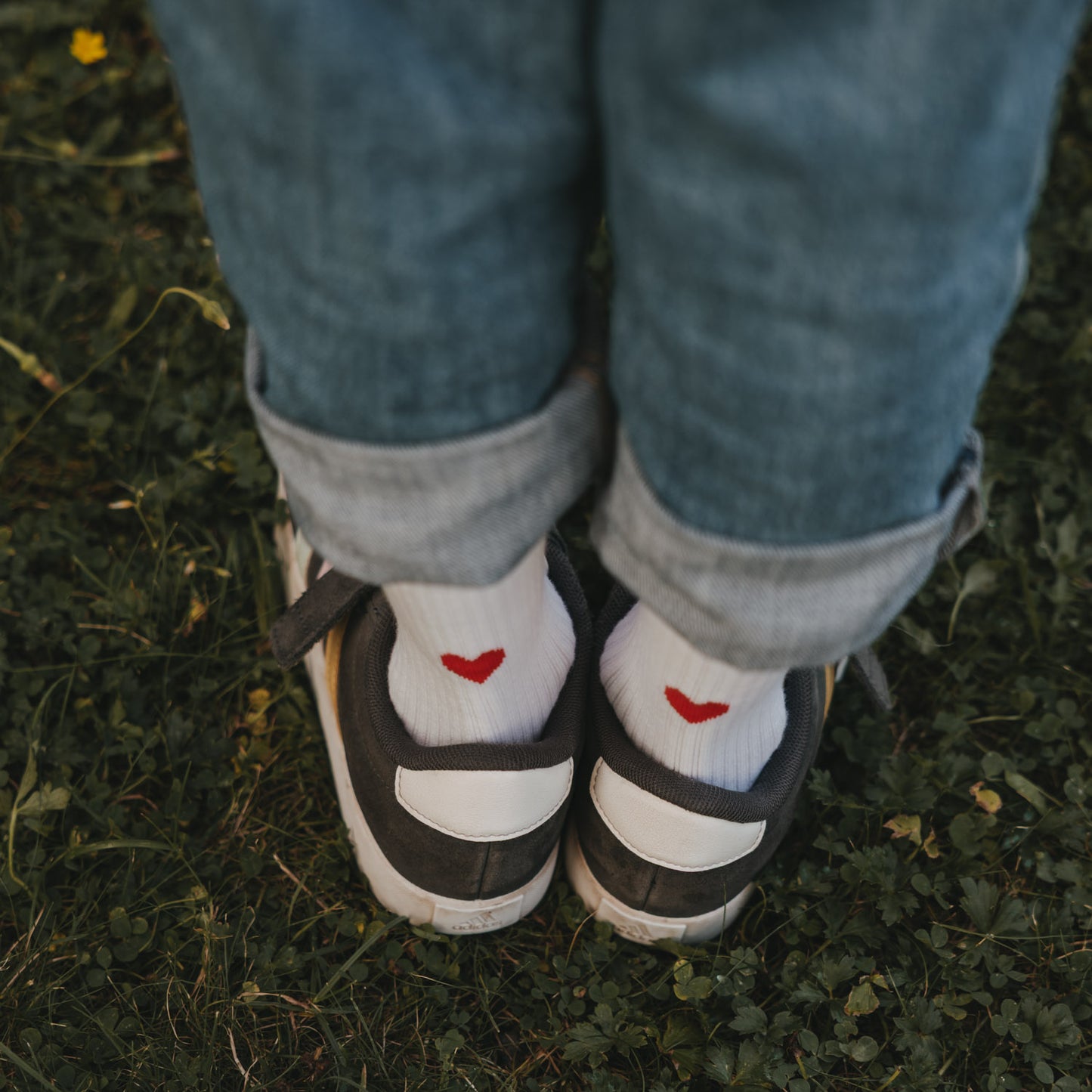 Eulenschnitt Socken Herz rot