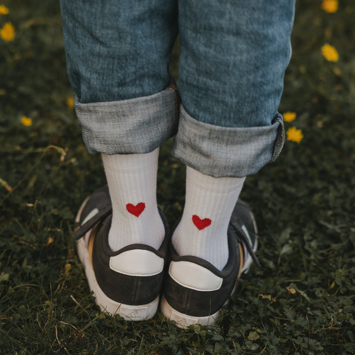 Eulenschnitt Socken Herz rot