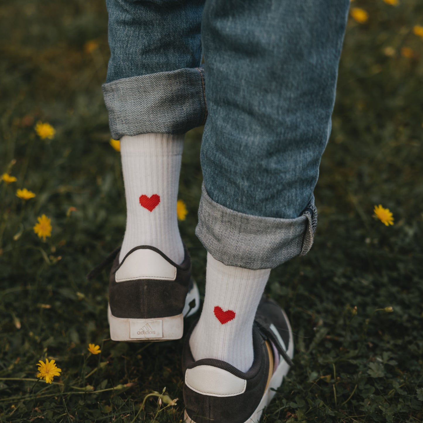 Eulenschnitt Socken Herz rot