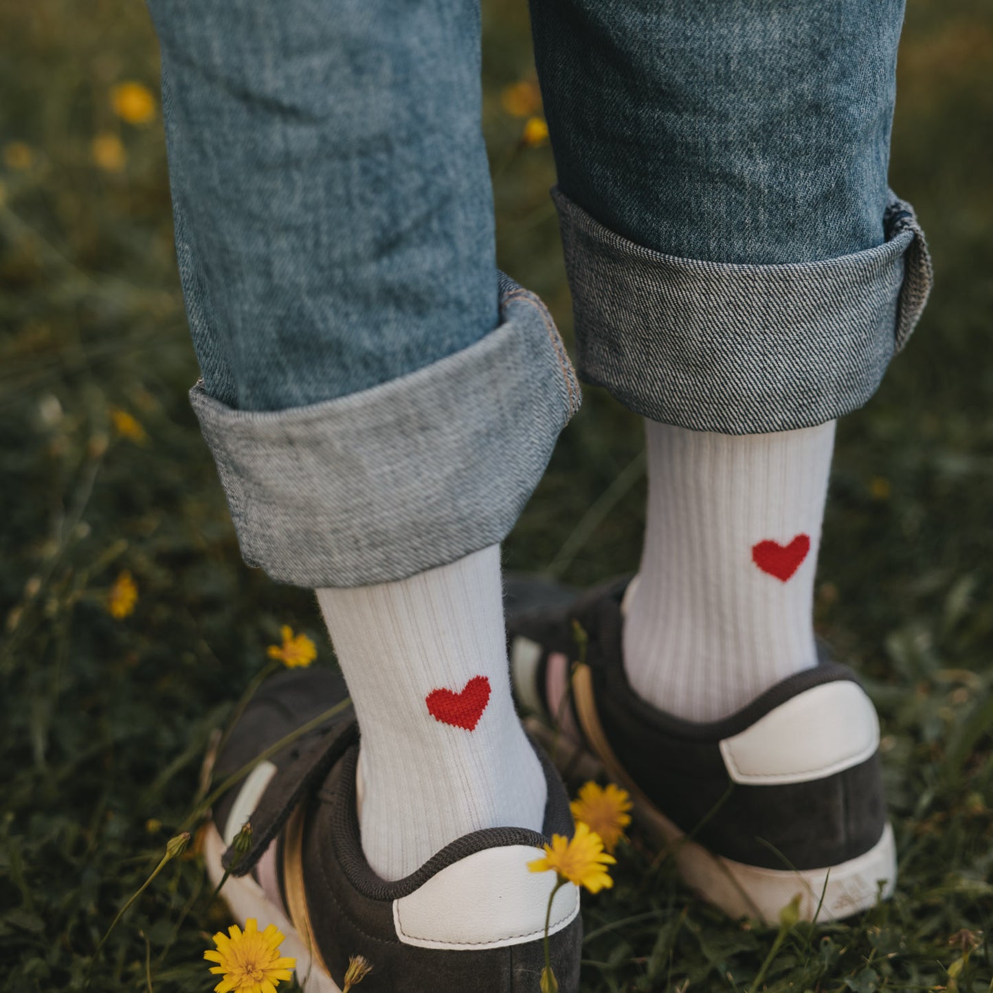 Eulenschnitt Socken Herz rot