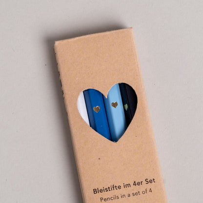 Eulenschnitt Bleistift 4-er Set Blau