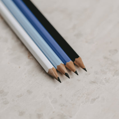 Eulenschnitt Bleistift 4-er Set Blau