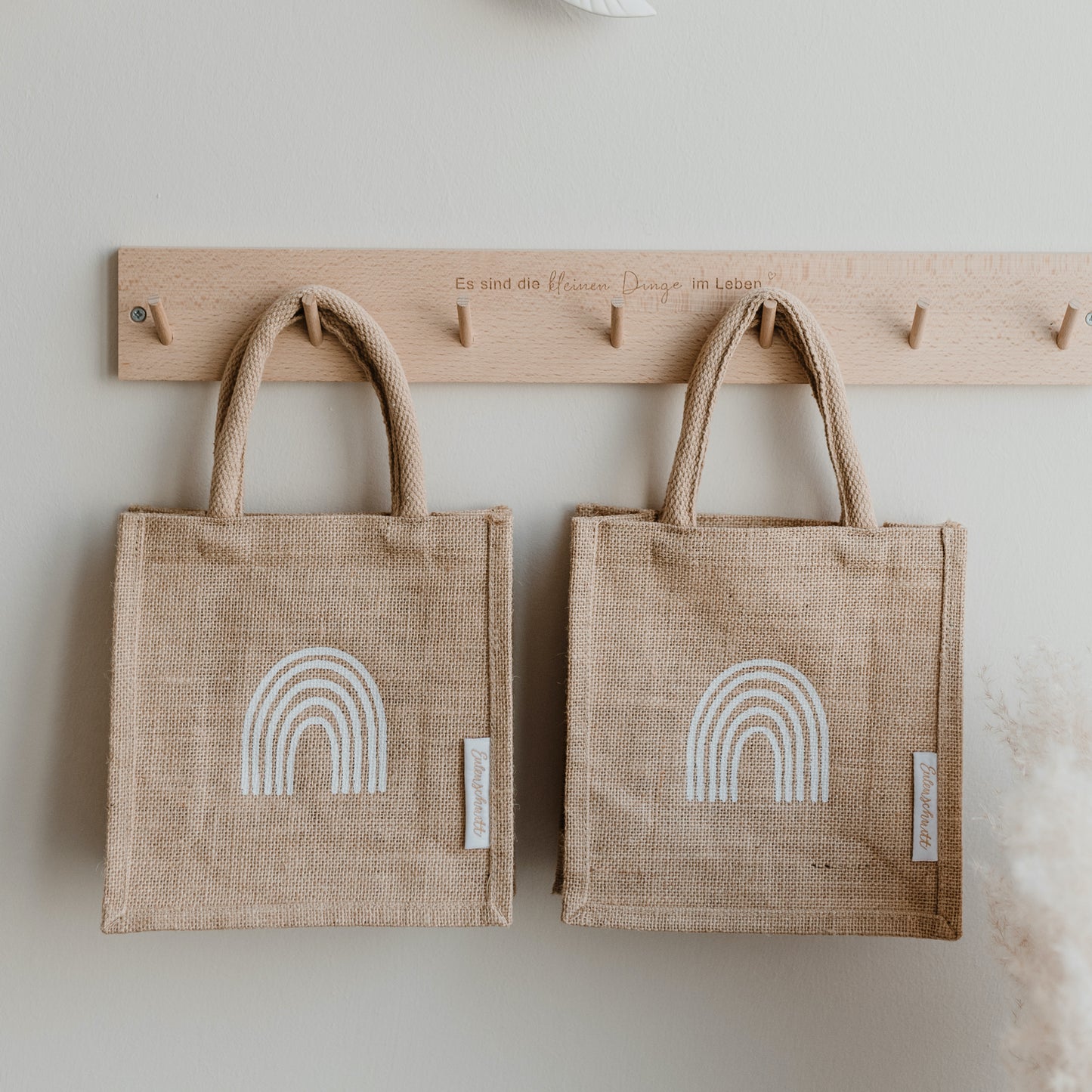 Eulenschnitt Mini Jute Shopper "Regenbogen" 2-er Set