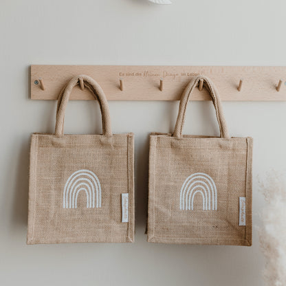Eulenschnitt Mini Jute Shopper "Regenbogen" 2-er Set