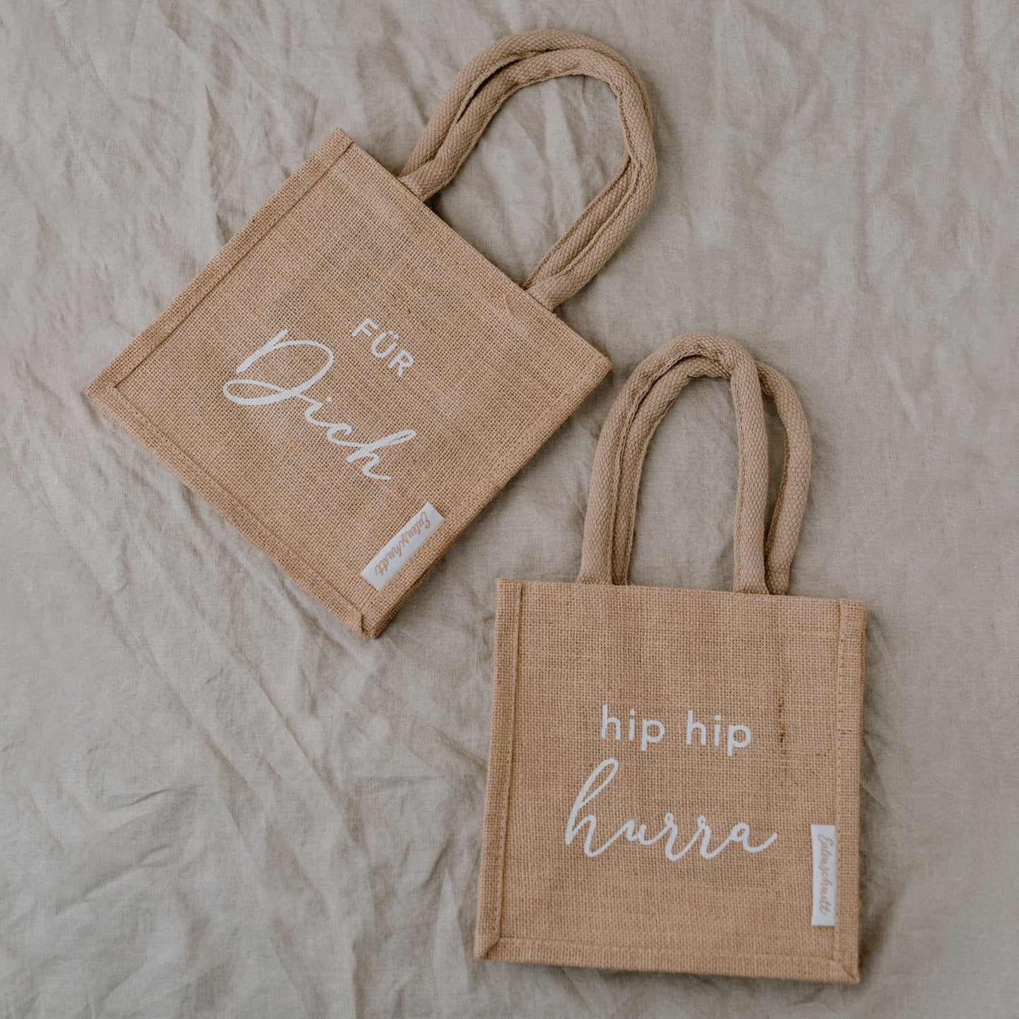 Eulenschnitt Mini Jute Shopper "Für Dich" 2-er Set