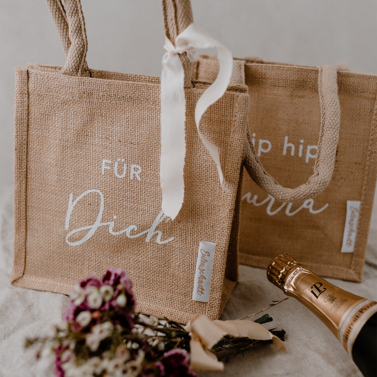 Eulenschnitt Mini Jute Shopper "Für Dich" 2-er Set