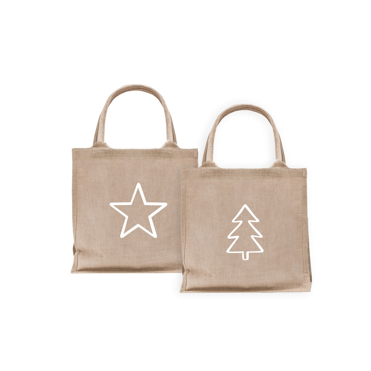 Eulenschnitt Jute Shopper "Sterne & Tanne" 2-er Set