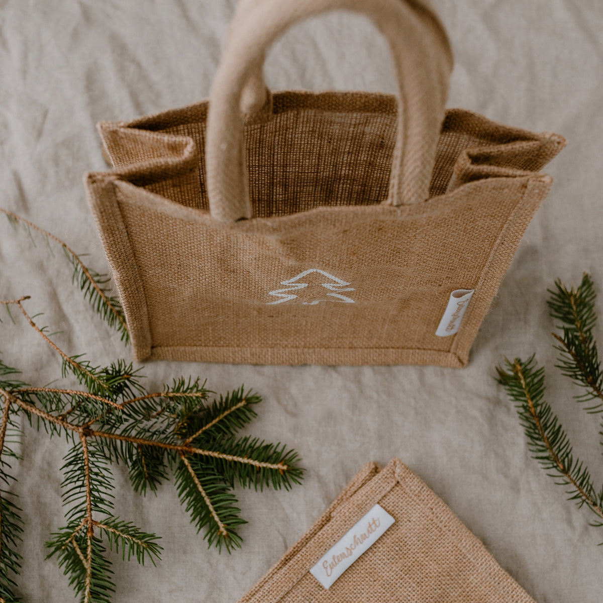 Eulenschnitt Jute Shopper "Sterne & Tanne" 2-er Set