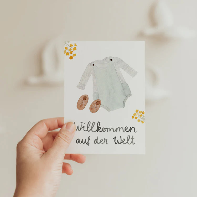 Hej Hanni Postkarte „Willkommen- Grün"